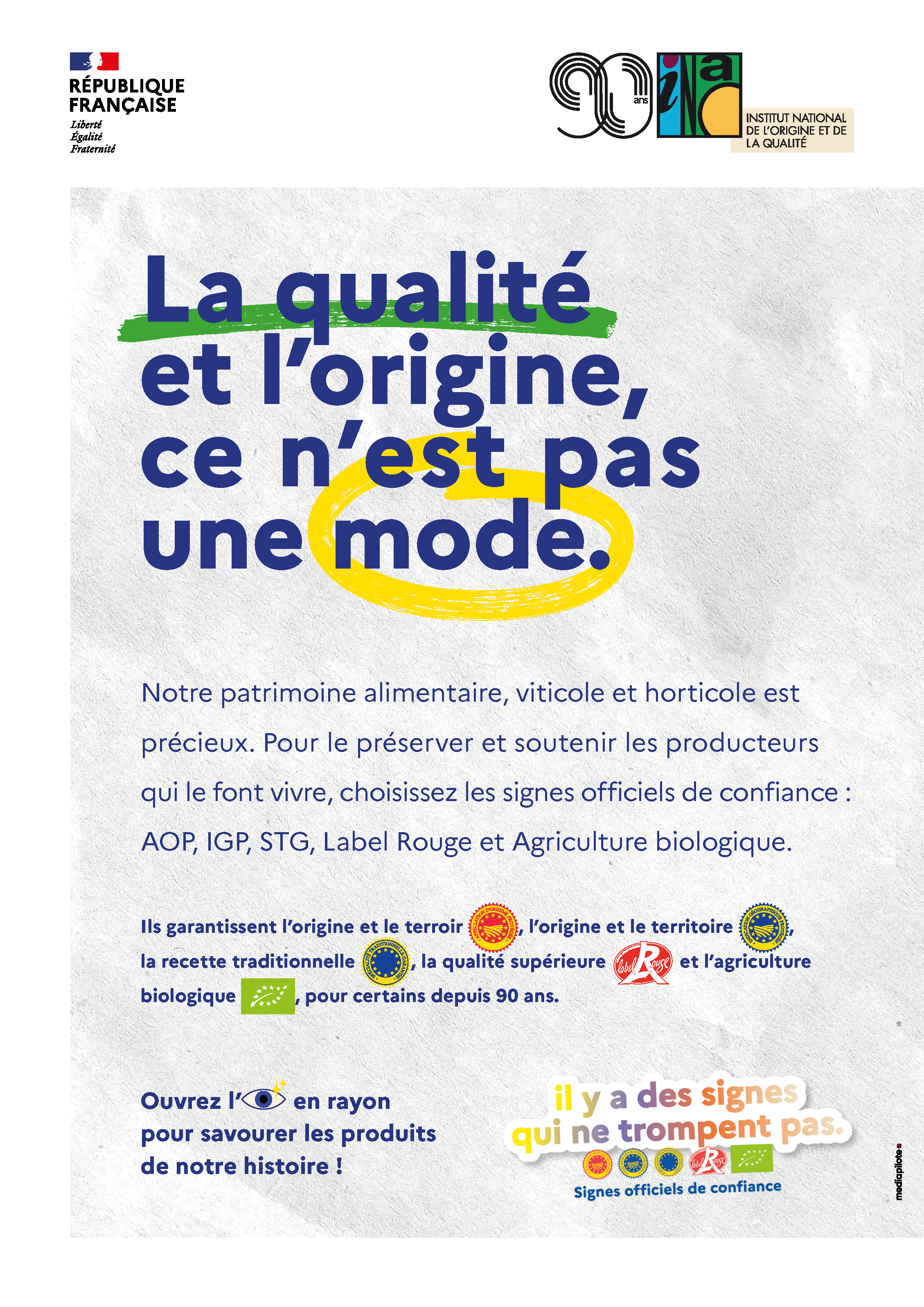 Visuel de l'insertion presse "La qualité et l'origine, ce n'est pas une mode"