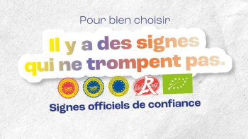 Bloc-marque de la campagne de communication "Il y a des signes qui ne trompent pas / Signes officiels de confiance"