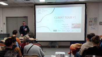 Photographie d'une conférence lors du Climat Tour en Vallée du Rhône organisé le 13 janvier 2026.